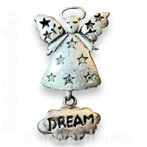 Vintage Silver Tone Dream Angel Brooch Pin